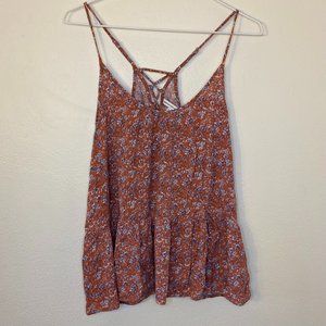 Pink floral strappy tank